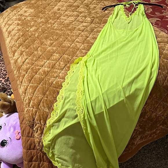 NWOT SKIMS Vibrant Lime Sheer Halter Dress - Picture 7 of 7